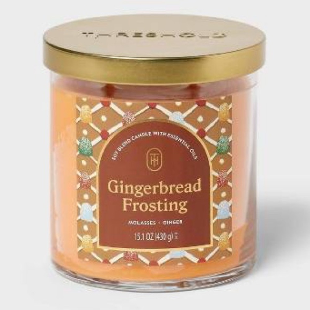 THRESHOLD NWT gingerbread frosting lidded jar candle -21.5oz